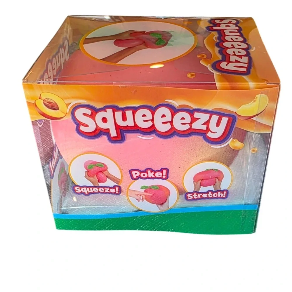 New Squeeezy Peach Giant Sensory Fidget Stress Ball Pink Gel Filled Toy